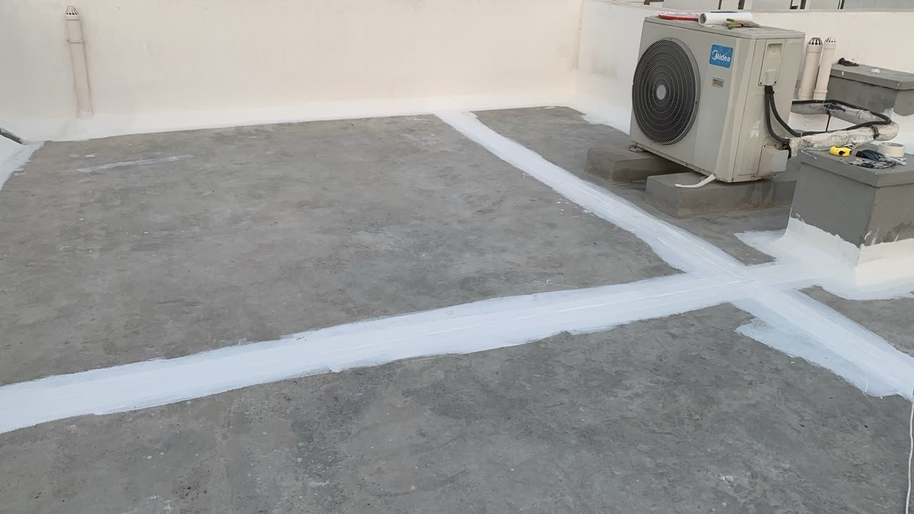 Waterproofing application in progress